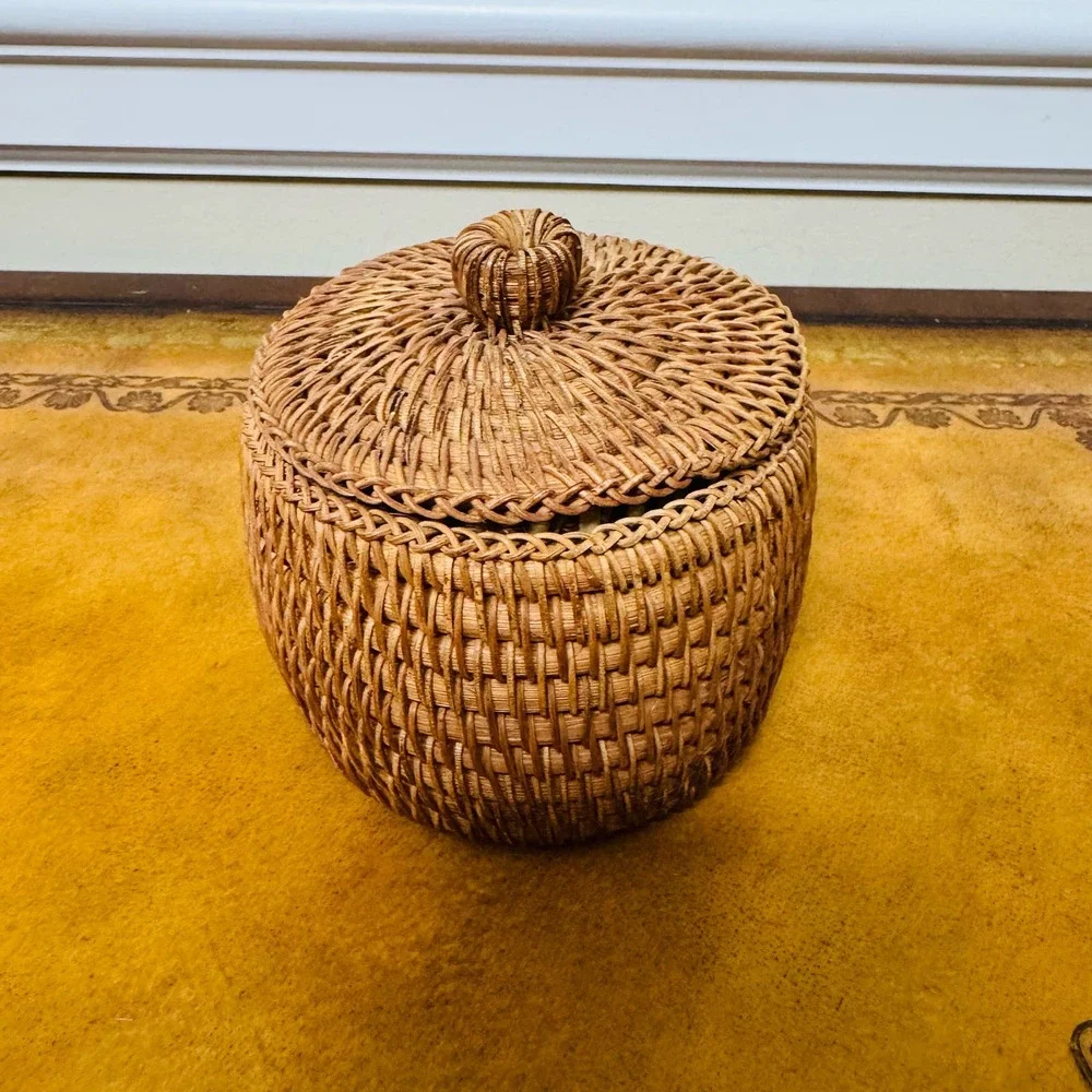 Coil Wicker Boho Baskets Set of 3 Storage Organize Handwoven Hanging Purse